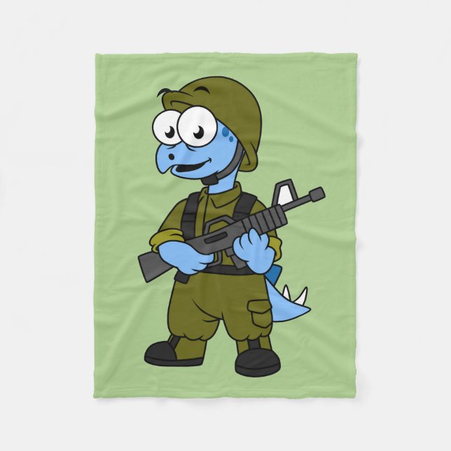 Illustration Of A Stegosaurus Soldier. Fleece Blanket (Front)