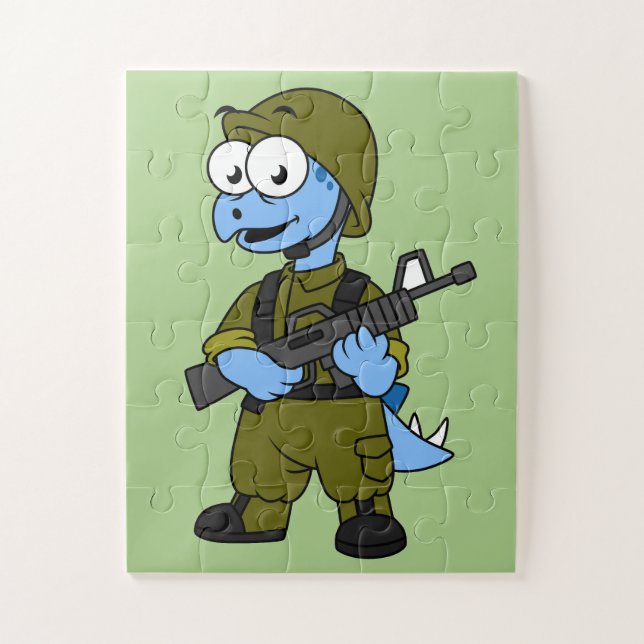 Illustration Of A Stegosaurus Soldier. Jigsaw Puzzle (Vertical)
