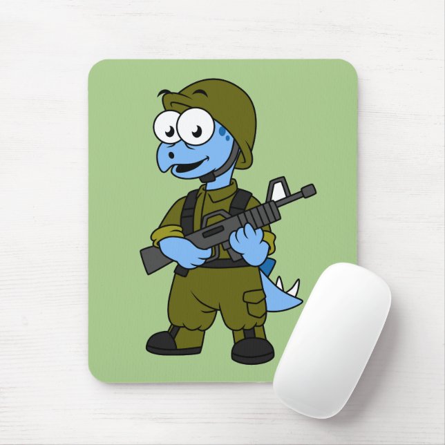 Illustration Of A Stegosaurus Soldier. Mouse Pad (With Mouse)