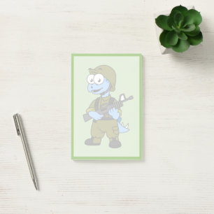 Illustration Of A Stegosaurus Soldier. Post-it Notes
