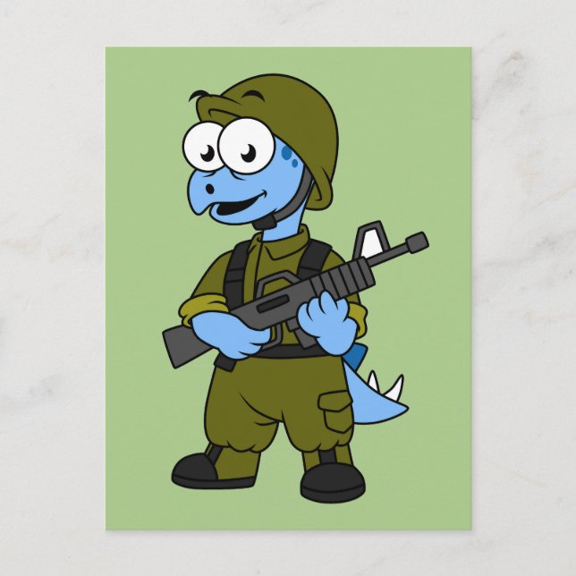 Illustration Of A Stegosaurus Soldier. Postcard (Front)