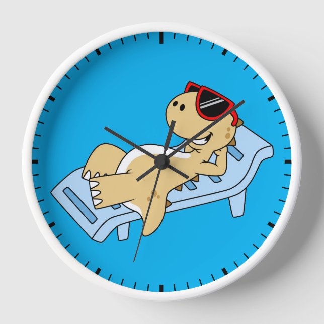 Illustration Of A Sunbathing Tyrannosaurus Rex. Clock (Front)