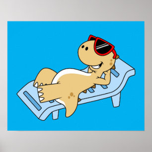 Illustration Of A Sunbathing Tyrannosaurus Rex. Poster