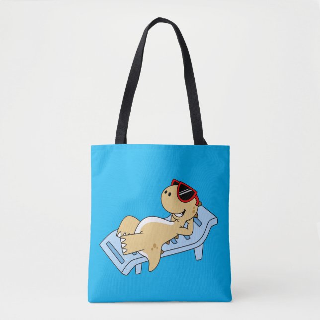 Illustration Of A Sunbathing Tyrannosaurus Rex. Tote Bag (Front)