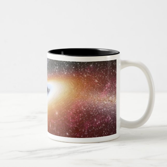 Illustration of a supermassive black hole Two-Tone coffee mug (Right)