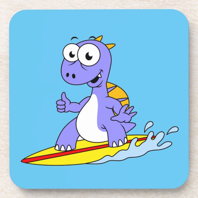 Illustration Of A Surfing Spinosaurus. Coaster (Front)