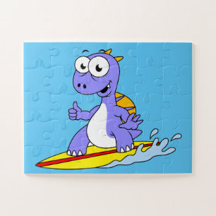 Illustration Of A Surfing Spinosaurus. Jigsaw Puzzle