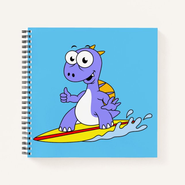 Illustration Of A Surfing Spinosaurus. Notebook (Front)