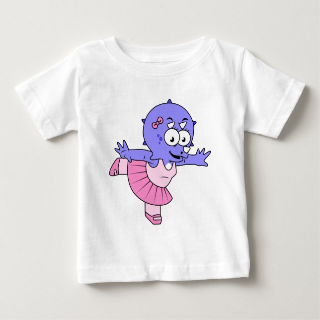 Illustration Of A Triceratops Ballet Dancer. Baby T-Shirt (Front)