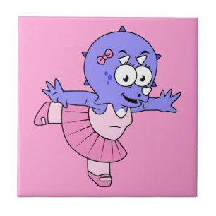 Illustration Of A Triceratops Ballet Dancer. Ceramic Tile