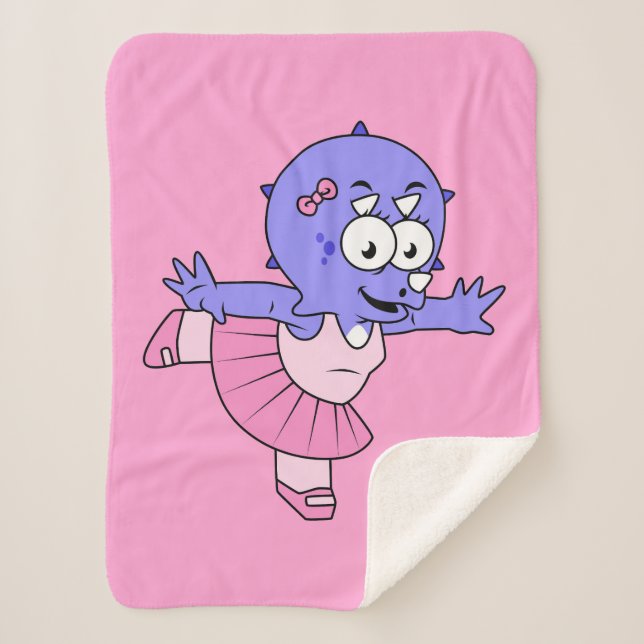 Illustration Of A Triceratops Ballet Dancer. Sherpa Blanket (Front)