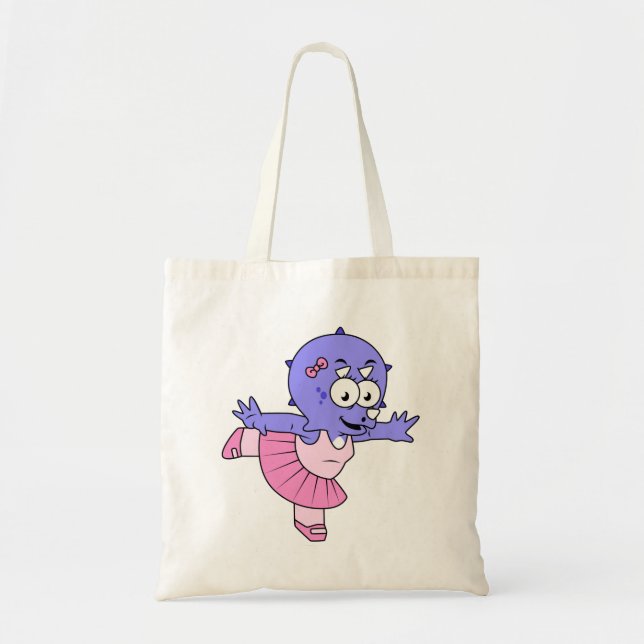 Illustration Of A Triceratops Ballet Dancer. Tote Bag (Front)