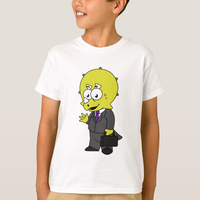 Illustration Of A Triceratops Businessman. T-Shirt (Front)