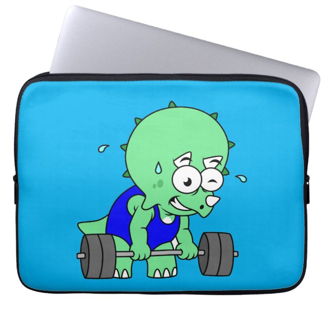 Illustration Of A Triceratops Lifting Weights. Laptop Sleeve (Front)