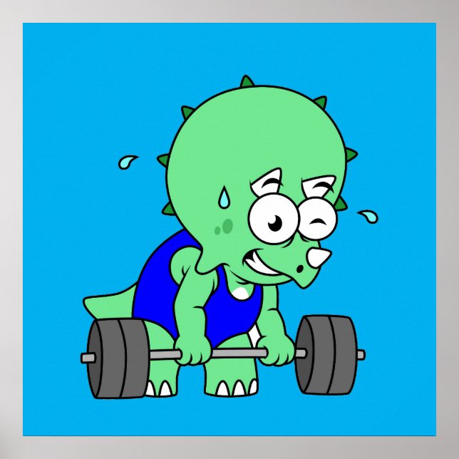 Illustration Of A Triceratops Lifting Weights. Poster (Front)