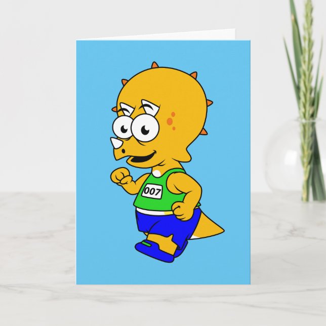 Illustration Of A Triceratops Runner. Card (Front)