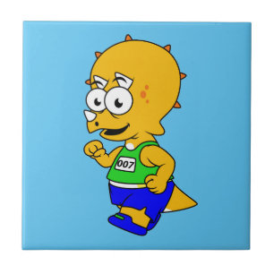 Illustration Of A Triceratops Runner. Ceramic Tile