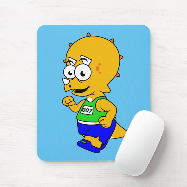 Illustration Of A Triceratops Runner. Mouse Pad (With Mouse)