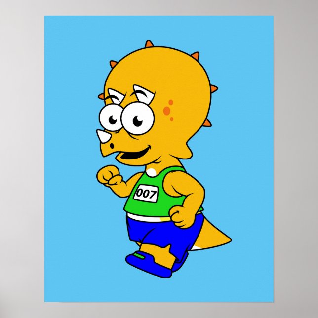Illustration Of A Triceratops Runner. Poster (Front)