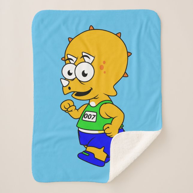 Illustration Of A Triceratops Runner. Sherpa Blanket (Front)