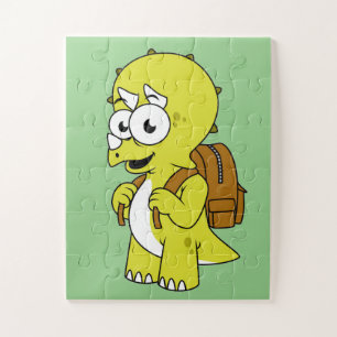 Illustration Of A Triceratops With Backpack. Jigsaw Puzzle