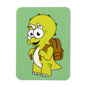 Illustration Of A Triceratops With Backpack. Magnet