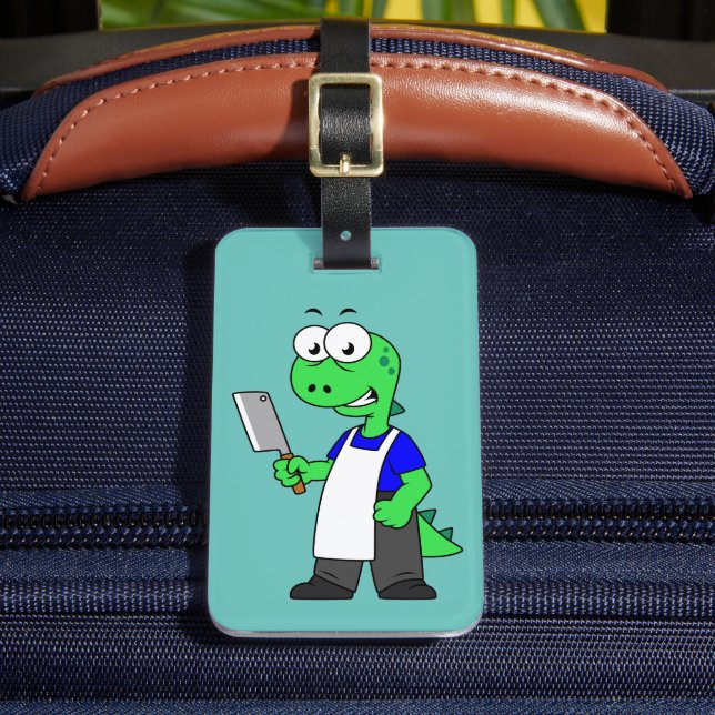 Illustration Of A Tyrannosaurus Rex Butcher. Luggage Tag (Front Insitu 2)