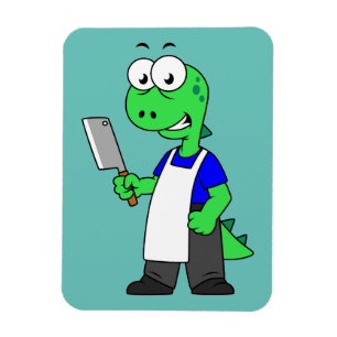 Illustration Of A Tyrannosaurus Rex Butcher. Magnet