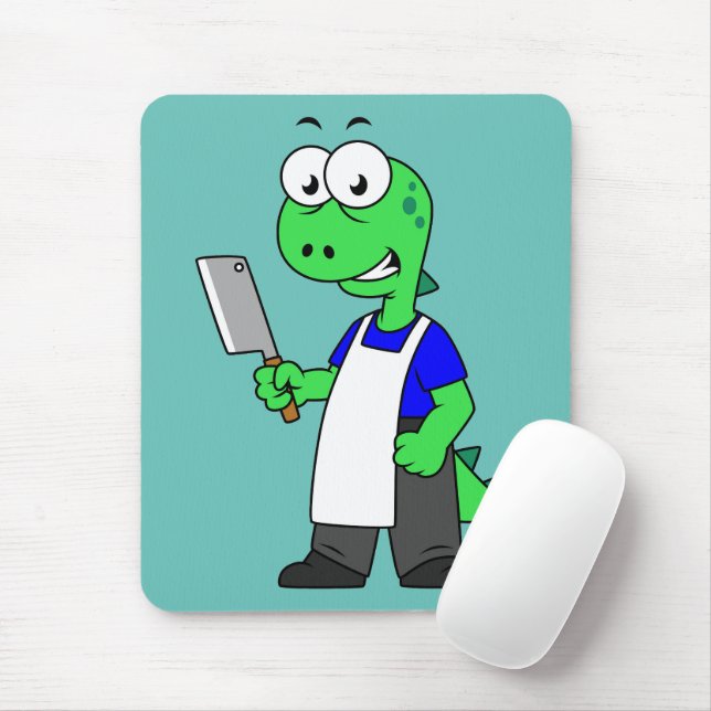 Illustration Of A Tyrannosaurus Rex Butcher. Mouse Pad (With Mouse)