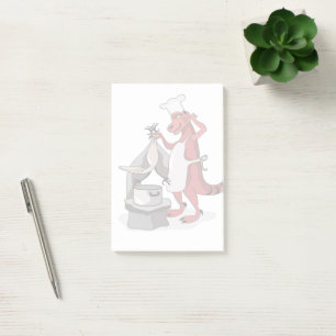 Illustration Of A Tyrannosaurus Rex Chef Cooking. Post-it Notes