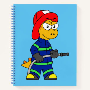 Illustration Of A Tyrannosaurus Rex Firefighter. Notebook