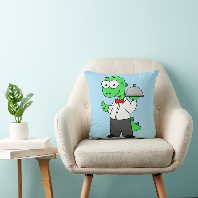 Illustration Of A Tyrannosaurus Rex Food Waiter. Cushion (Chair)