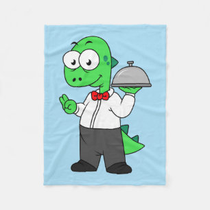 Illustration Of A Tyrannosaurus Rex Food Waiter. Fleece Blanket