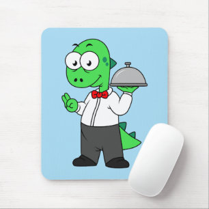 Illustration Of A Tyrannosaurus Rex Food Waiter. Mouse Pad