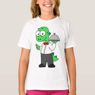 Illustration Of A Tyrannosaurus Rex Food Waiter. T-Shirt