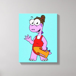 Illustration Of A Tyrannosaurus Rex Lifeguard. Canvas Print