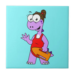Illustration Of A Tyrannosaurus Rex Lifeguard. Ceramic Tile