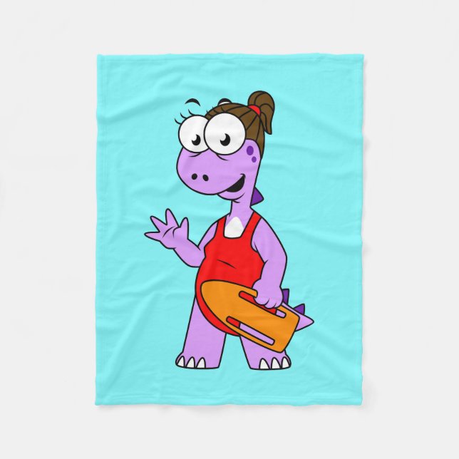 Illustration Of A Tyrannosaurus Rex Lifeguard. Fleece Blanket (Front)