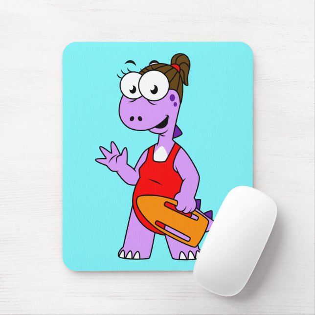 Illustration Of A Tyrannosaurus Rex Lifeguard. Mouse Pad (With Mouse)