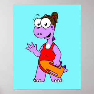 Illustration Of A Tyrannosaurus Rex Lifeguard. Poster