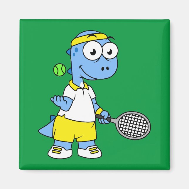 Illustration Of A Tyrannosaurus Rex Tennis Player. Magnet (Front)
