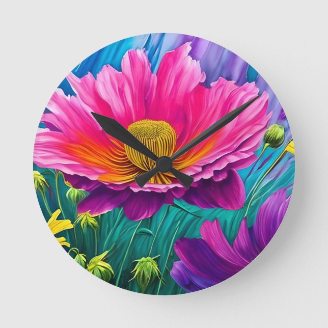Illustration of abstract colourful nature round clock (Front)