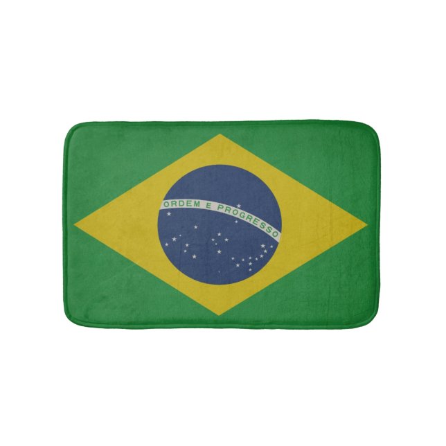 Illustration of abstract grunge flag of Brazil Bath Mat (Front)