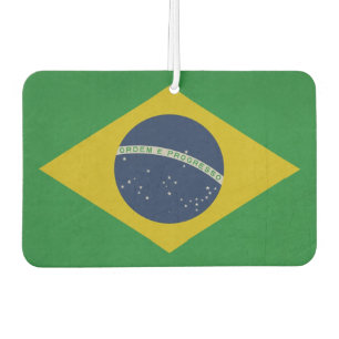 Illustration of abstract grunge flag of Brazil Car Air Freshener