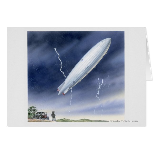 Illustration of airship being struck by lightning (Front Horizontal)