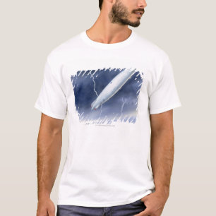 Illustration of airship being struck by lightning T-Shirt