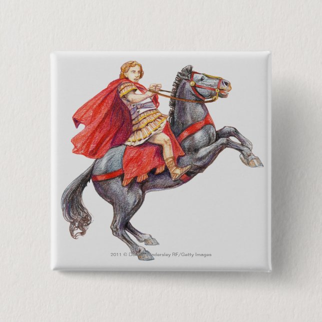 Illustration of Alexander the Great 15 Cm Square Badge (Front)
