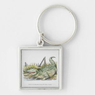 Illustration of alligator on the shore key ring