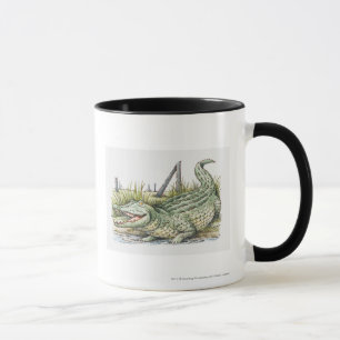 Illustration of alligator on the shore mug