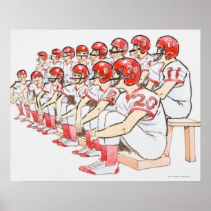Illustration of American football team sitting Poster